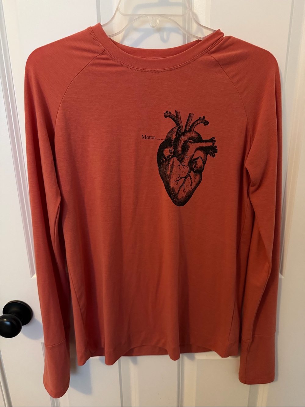 oiselle Long Sleeve Tee with Black Anatomical Heart